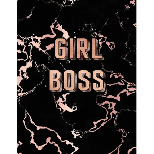 Girl Boss: Inspirational Quote Notebook, Trendy Black Marble and Rose Gold - 8.5 x 11, 120 College Ruled Pages
