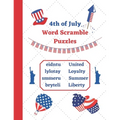 4th of July Word Scramble Puzzles: American Independence Day themed Activity book for kids and adults