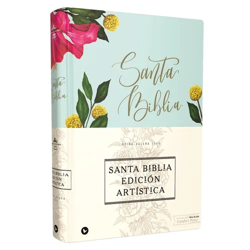 Rvr60, Santa Biblia, Edición Artística, Tapa Dura/Tela, Floral, Arte Con Bordes Dorados, Palabras de Jesús En Rojo, Comfort Print