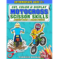 Motocross Scissor Skills: Cut, color and create. Educational Activity Book for Kids ages 5+