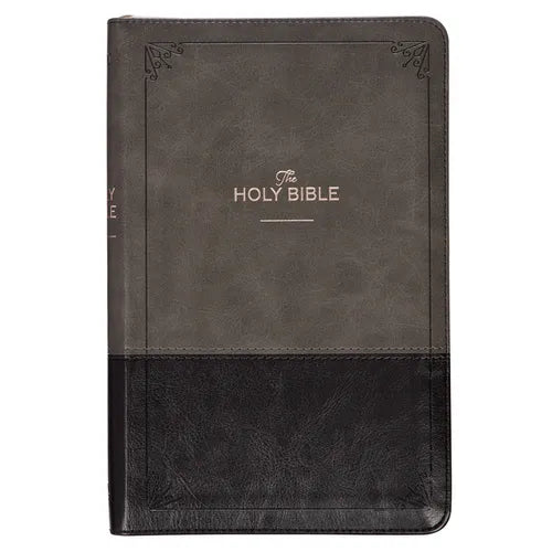KJV Bible Deluxe Gift (Faux Leather, Gray/Black W/Zipper)