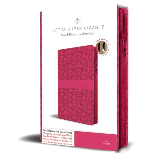 Biblia Reina Valera Revisada 1960 Letra Súper Gigante, Símil Piel Fucsia Rosada, Cremallera E Índice / Spanish Bible Rvr 1960 Super Giant Print, Fuchs