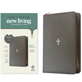 NLT Thinline Reference Zipper Bible, Filament Enabled (Leatherlike, Textured Cross Gray, Red Letter)