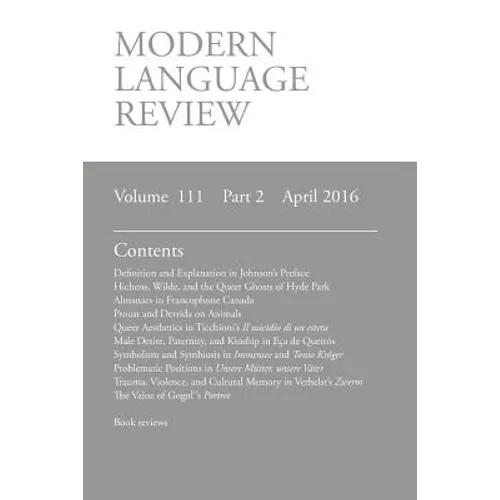 Modern Language Review (111: 2) April 2016
