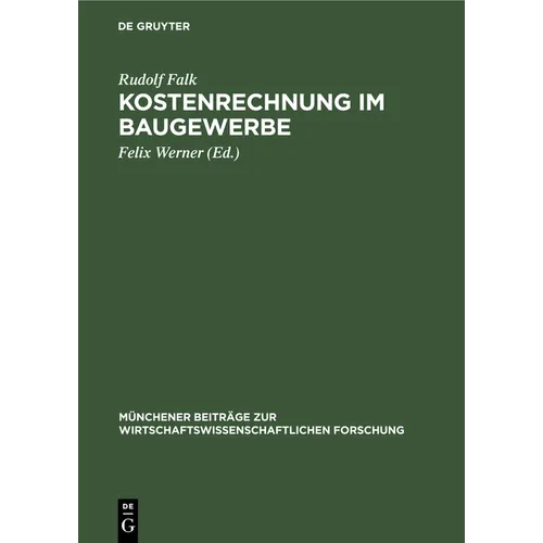 Kostenrechnung Im Baugewerbe