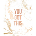 You Got This: Inspirational Quote Notebook, Classic White Marble and Rose Gold - 8 x 10, 120 Wide Ruled Pages