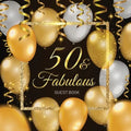50th Birthday Guest Book: An Elegant Black & Gold Keepsake for a Fabulous 50th Birthday - Square Hardcover Guest Sign-In Book with 105 Pages for Wishe
