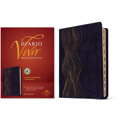 Biblia de Estudio del Diario Vivir Rvr60 (Sentipiel, Morado Oscuro, Índice, Letra Roja)