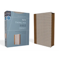 Niv, Thinline Bible, Compact, Leathersoft, Brown/White, Zippered, Red Letter, Comfort Print