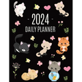 Cats Daily Planner 2024: Make 2024 a Meowy Year! Cute Kitten Year Organizer: January-December (12 Months)