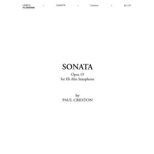 Sonata, Op. 19: For E-Flat Alto Saxophone