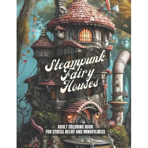 Steampunk Fairy Houses: A Stress Relief Coloring Book For Adults - Gift Idea, Meditation, Mindfulness: 30 pages to color