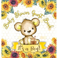 Our Little Honey Bear: A Cute Sunflower and Teddy Bear Themed Square Hardcover Baby Shower Guest Book for Boys - Includes Sign-In Pages, Wishes & Advi