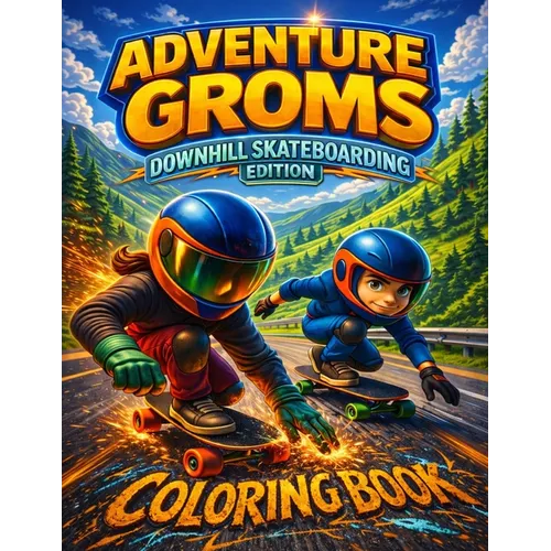 Adventure Groms: Fast Downhill Riding, Longboard Speed Runs, Mountain Roads, and Action Sports Scenes for Kids, Teens, and Adults Bold Easy-to-Color P