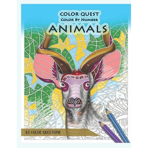 Color Quest Color by Number Animals: Jumbo Adult Coloring Book for Stress Relief