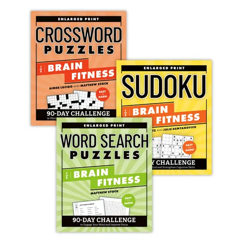 Brain Fitness Puzzle Games Variety Pack: Enlarged Print Sudoku, Crosswords, Word Search