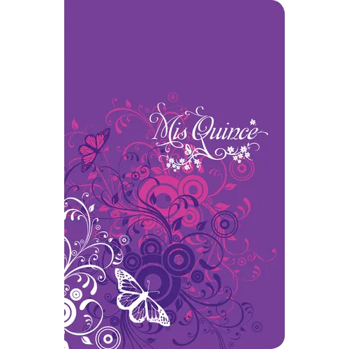 Rvr 1960 Biblia MIS Quince, Amatista Con Mariposas Símil Piel