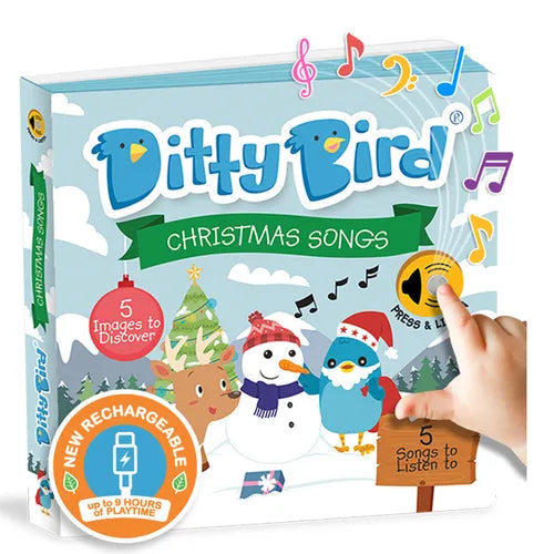 Ditty Bird Christmas Songs Interactive Sound Book for Toddlers 1- 3 Holiday Musical Book Stocking Stuffers Gift for 1 Year Old