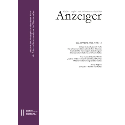 Geistes-, Sozial- Und Kulturwissenschaftlicher Anzeiger 153. Jahrgang 2018, Heft 1+2