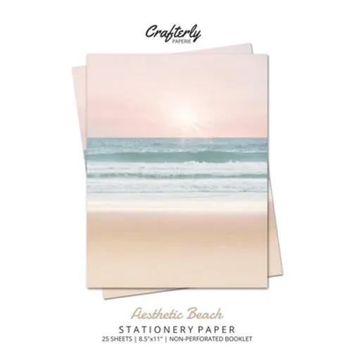 Aesthetic Beach Stationery Paper: Cute Letter Writing Paper for Home, Office, Letterhead Design, 25 Sheets