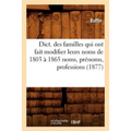 Dict. Des Familles Qui Ont Fait Modifier Leurs Noms de 1803 À 1865 Noms, Prénoms, Professions (1877)