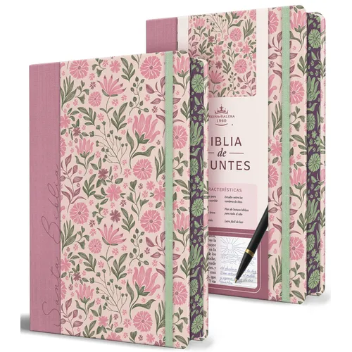 Biblia de Apuntes Rvr 1960. Tapa Dura, Rosada Con Flores / Spanish Journalling Bible Rvr 1960 Hardcover Pink with Flowers