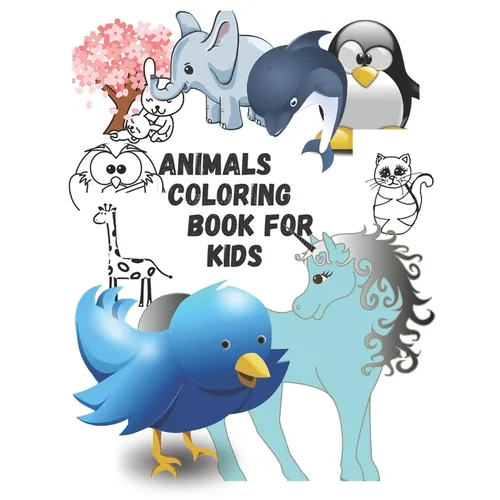animals coloring book for kids: coloring book for kids ages 4-6 with black lined 60 pages 6x9inshes
