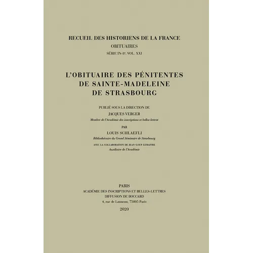 L'Obituaire Des Penitentes de Sainte-Madeleine de Strasbourg