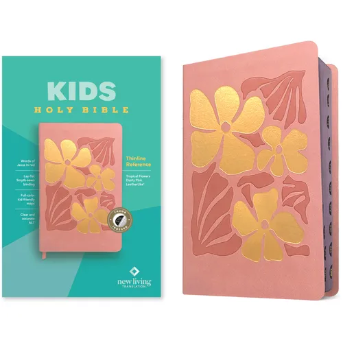 NLT Kids Bible, Thinline Reference Edition (Leatherlike, Tropical Flowers Dusty Pink, Indexed, Red Letter)