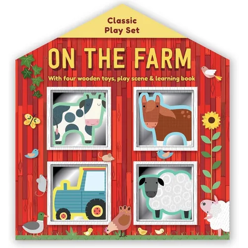 On the Farm: Wooden Toy Play Set: With Four Wooden Toys, Play Scene & Learning Book