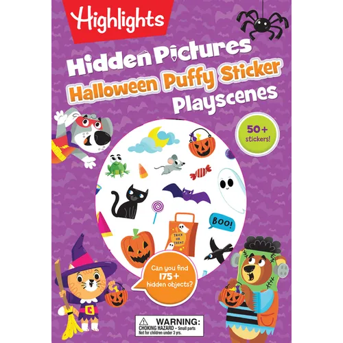 Halloween Hidden Pictures Puffy Sticker Playscenes: Halloween Activity Book for Kids 36 Featuring Over 175 Hidden Objects, 50 Reusable Puffy Stickers