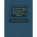 Total Eclipse of the Sun, 1922 September 21