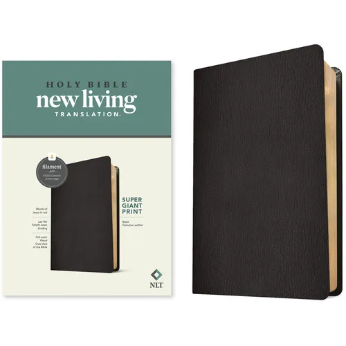 NLT Super Giant Print Bible, Filament Enabled (Genuine Leather, Black, Red Letter)