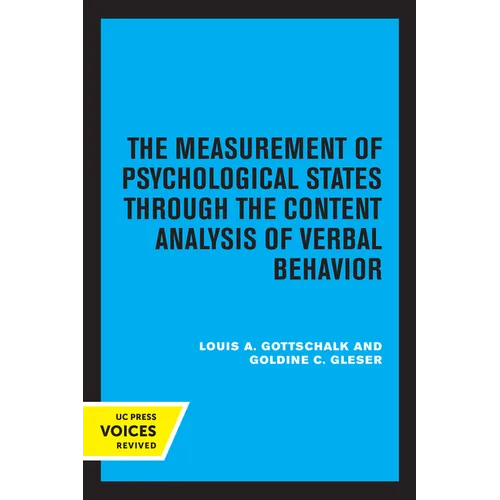 The Measurement of Psychological States Through the Content Analysis of Verbal Behavior - Paperback